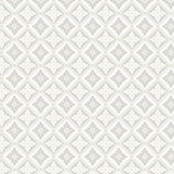 Loka grey and gold geometric floral wallpaper by Boråstapeter for Schumacher, shown in room and detail views