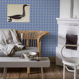 Loka Cobalt by Boråstapeter Geometric Floral Wallpaper – Schumacher 4531