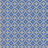 Loka Cobalt geometric floral wallpaper by Boråstapeter for Schumacher, shown in a cozy living room setting.