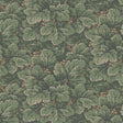 Waldemar Spruce wallpaper by Boråstapeter for Schumacher, lush leafy green botanical pattern on wall