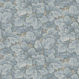 Waldemar wallpaper by Boråstapeter for Schumacher, featuring lush blue leafy botanical pattern inspired by 19th-century tapestries.