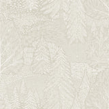 Northern Forest wallpaper by Boråstapeter for Schumacher, featuring a stylized Nordic landscape in ivory.
