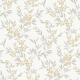Forest Berries wallpaper in ochre and ivory with a botanical berry and leaf pattern by Boråstapeter for Schumacher.