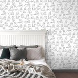 Ansel Black by Fine Decor Dog Sketches Wallpaper – Brewster Home Fashions FD43783