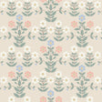 Sippor wallpaper by Boråstapeter for Schumacher, featuring a cheerful 1920s Scandinavian floral pattern in multi-color.