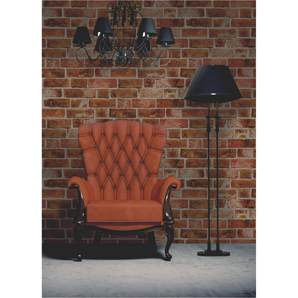Dexter Orange by Fine Decor Brick Wallpaper – Brewster Home Fashions FD31045