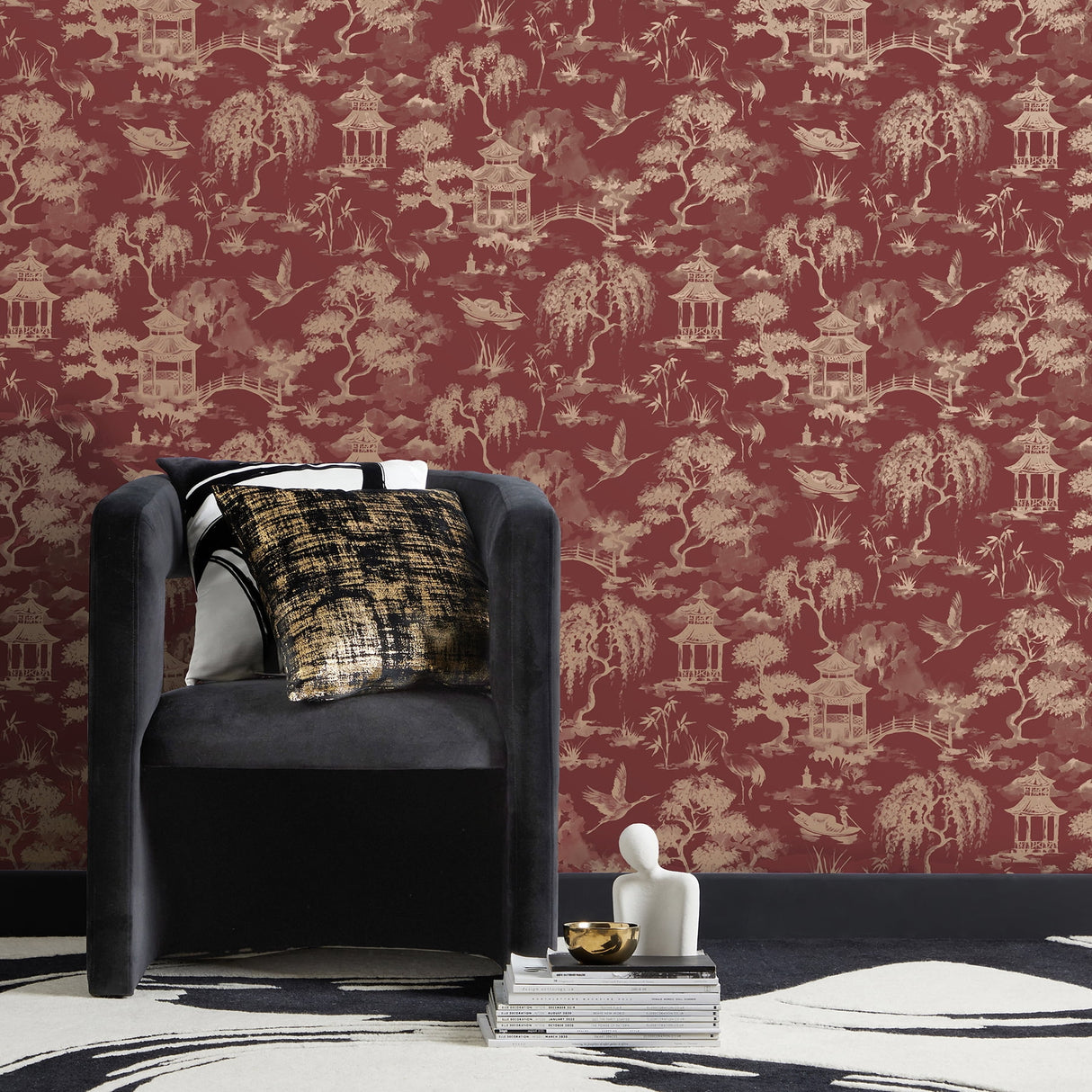 Nikolai Ruby by Fine Decor Chinoiserie Wallpaper – Brewster Home Fashions FD43798