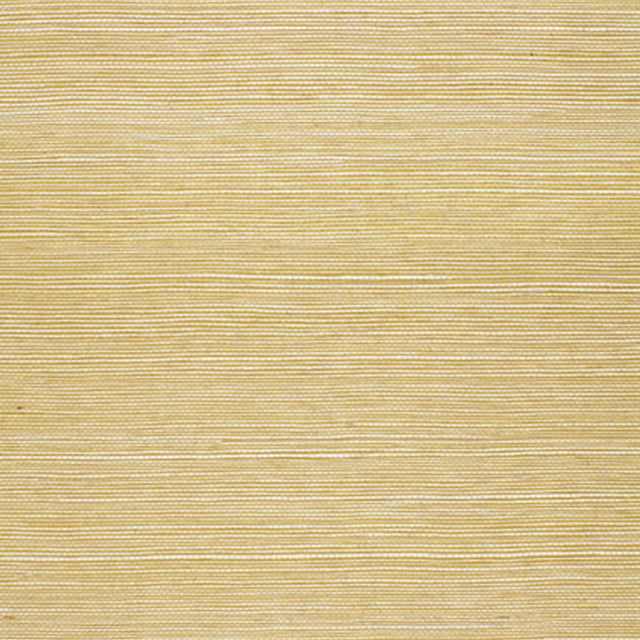 Suwon Sisal gold natural grasscloth wallpaper by Schumacher, featuring refined texture and luminous sheen.