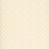 Scallop Filigree cream wallpaper with a stylized, scrolling filigree pattern by Schumacher