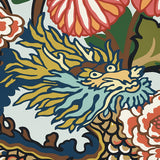 CHIANG MAI DRAGON Aquamarine by Schumacher Art Deco Chinoiserie Wallpaper – Schumacher 5001060