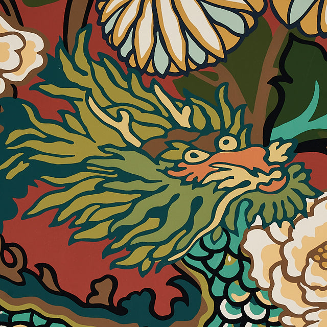 CHIANG MAI DRAGON Lacquer by Schumacher Iconic Chinoiserie Dragon Wallpaper – Schumacher 5001061