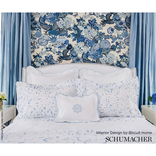 Chiang Mai Dragon China Blue by Schumacher Iconic Chinoiserie Dragon Wallpaper – Schumacher 5001062