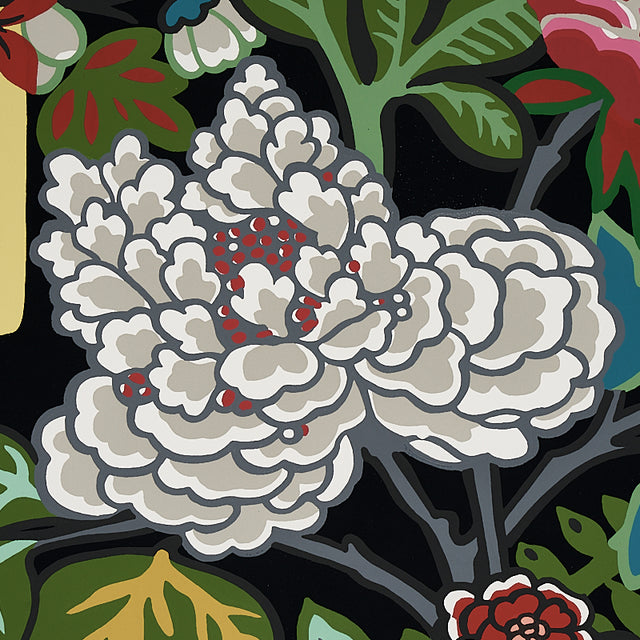 CHIANG MAI DRAGON Ebony by Schumacher Chinoiserie Dragon Floral Wallpaper – Schumacher 5001065
