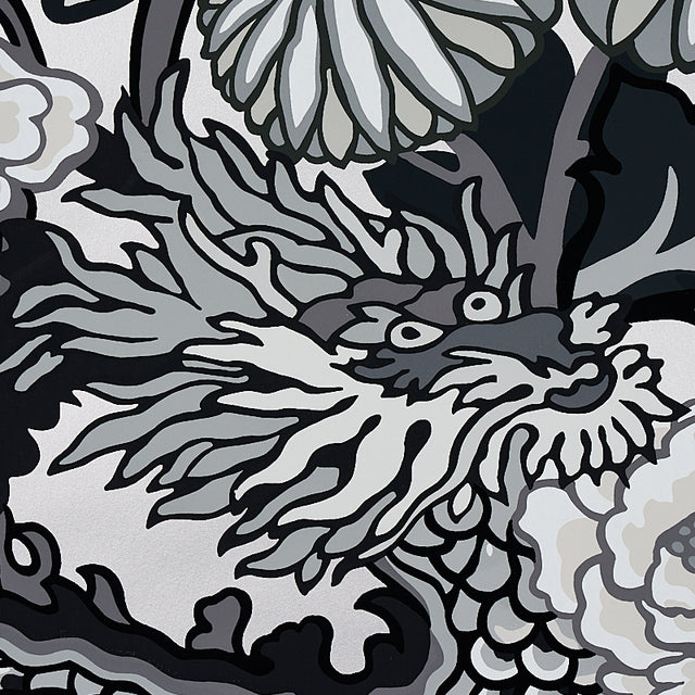 Chiang Mai Dragon Smoke by Schumacher Chinoiserie Dragon Floral Wallpaper – Schumacher 5001066