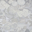 Chiang Mai Dragon Limestone wallpaper by Schumacher featuring a chinoiserie dragon and floral motif in neutral tones.