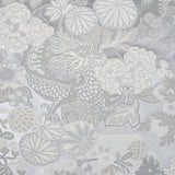 Chiang Mai Dragon Limestone wallpaper by Schumacher featuring a chinoiserie dragon and floral motif in neutral tones.