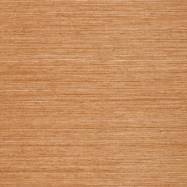 ONNA SISAL Paprika natural grasscloth wallcovering by Schumacher, shown in a warm textured orange-brown hue.