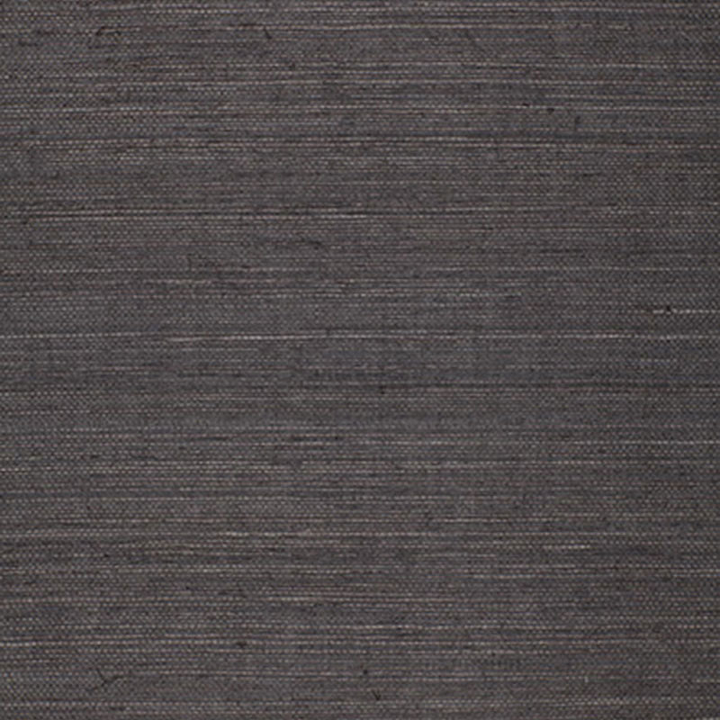 ONNA SISAL black natural grasscloth wallcovering by Schumacher, textural and elegant, shown in stacked rolls and close-up texture.