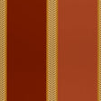Valais Stripe lacquer wallpaper by Schumacher in rich red and gold vertical stripes with laurel leaf detailing.