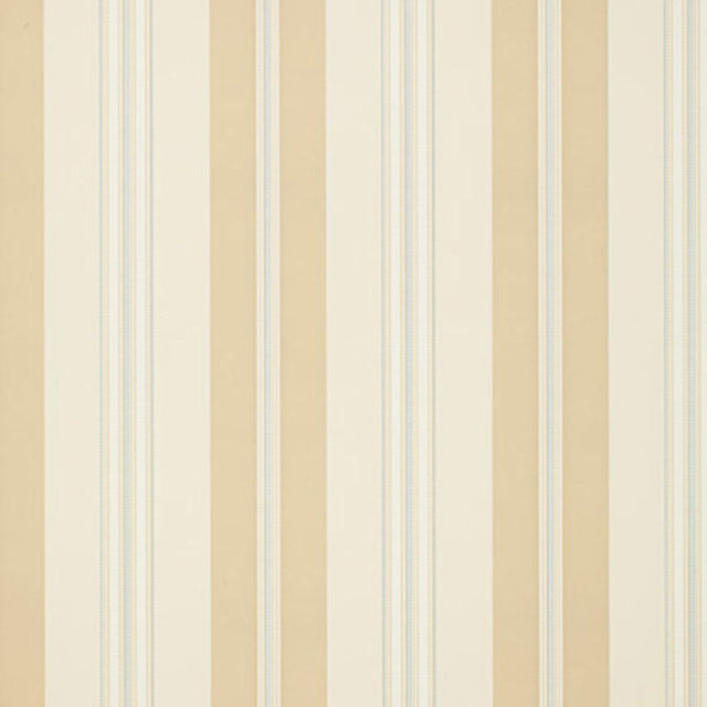 Chalon Stripe Vanilla wallpaper with classic vertical stripes in neutral tones by Schumacher.
