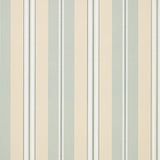 Chalon Stripe wallpaper in Sky by Schumacher featuring classic vertical stripes in soft blue and cream tones.