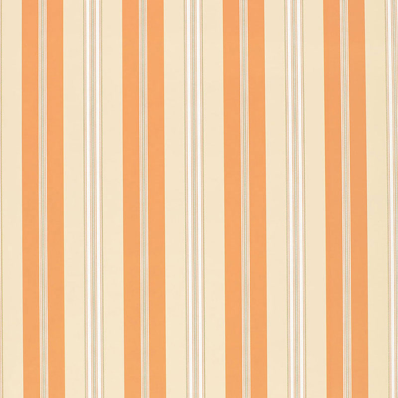 Chalon Stripe wallpaper in coral and cream with vertical stripes by Schumacher