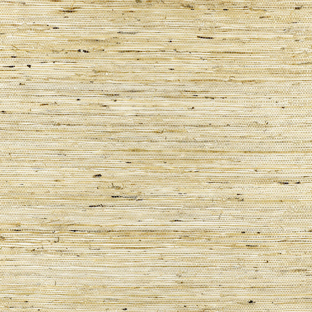 Close-up of Schumacher Sonota Arrowroot Oatmeal grasscloth wallcovering with natural woven texture