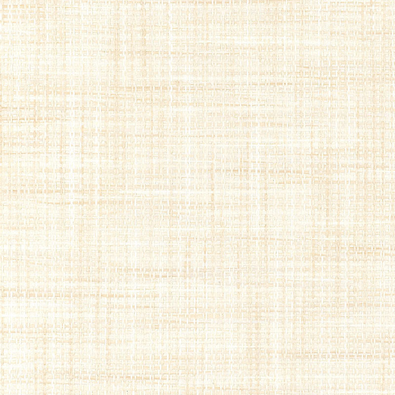 Karami Weave wallpaper in Rice by Schumacher, a woven textured wallcovering in a neutral beige colorway.