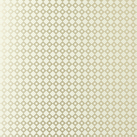 Shake It Up Frosted Metallic geometric wallpaper by Schumacher, featuring a metallic cross pattern on a light background.