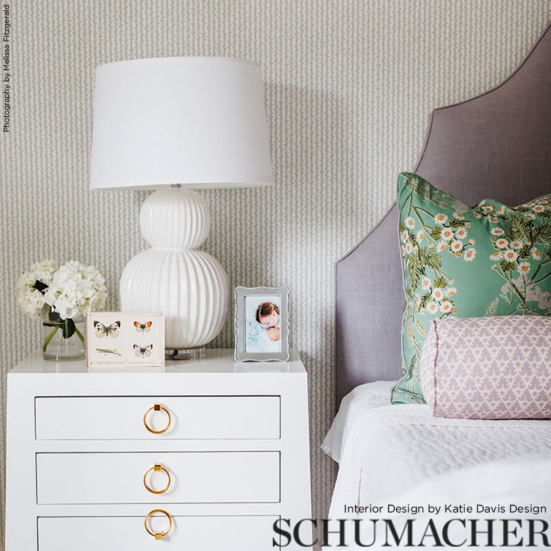 Twig Stripe Cirrus by Schumacher Simply Charming Hand Screen Printed Wallpaper – Schumacher 5003263