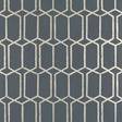Modern Trellis Charcoal Metallic geometric trellis wallpaper by Schumacher