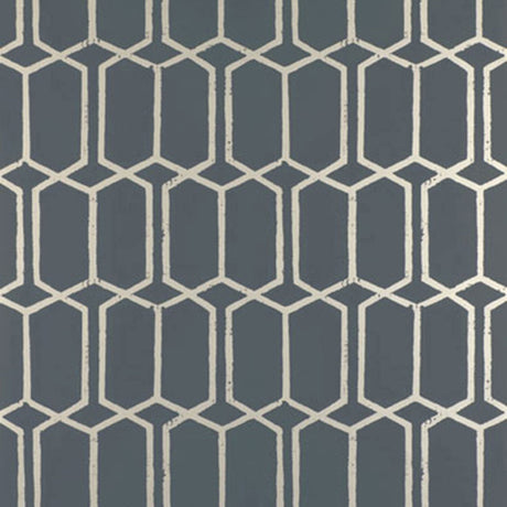 Modern Trellis Charcoal Metallic geometric trellis wallpaper by Schumacher
