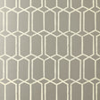 Modern Trellis silver geometric wallpaper by Schumacher, hand screen printed, from the Avant-Garde collection.