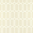 Modern Trellis wallpaper in Alabaster by Schumacher, geometric trellis pattern in cream and white.