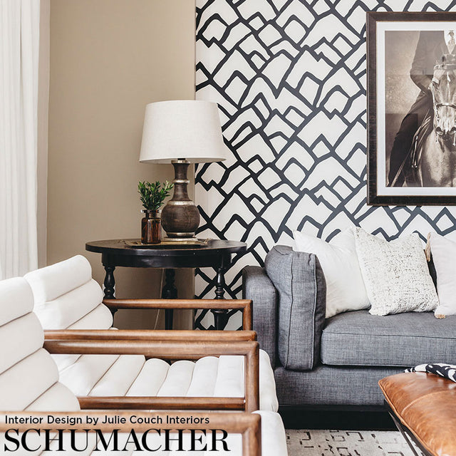 Zimba Silver by Schumacher Geometric Abstract Wallpaper – Schumacher 5003300