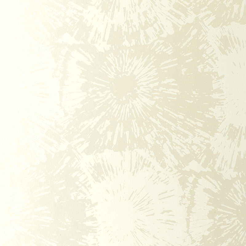 Schumacher Fireworks wallpaper in White Opal, featuring an abstract burst pattern reminiscent of fireworks.