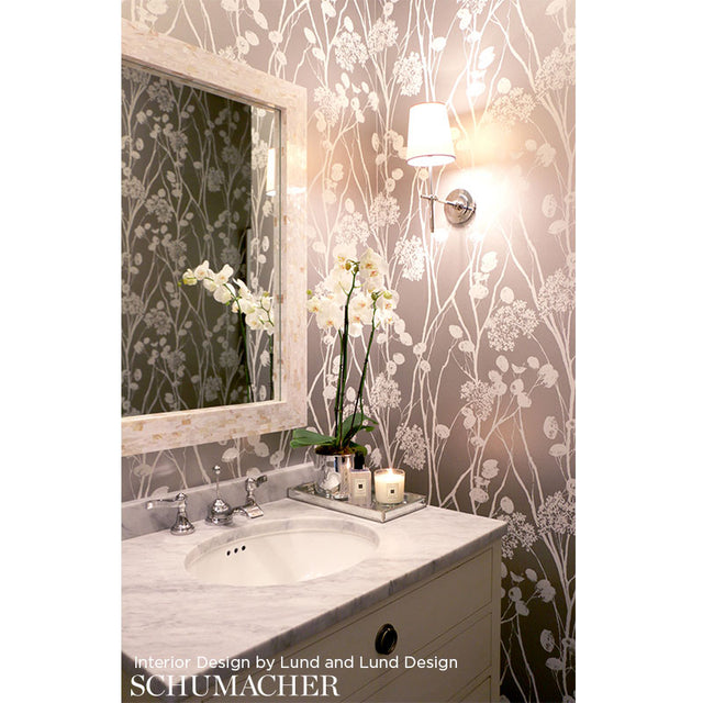 Moonpennies Black & Ivory by Schumacher Botanical Wallpaper – Schumacher 5003333