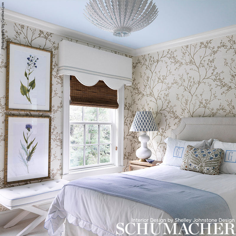 Twiggy Silver by Schumacher Delicate Branches Wallpaper – Schumacher 5003340