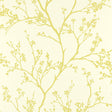 Twiggy Soft Chartreuse wallpaper by Schumacher featuring delicate flowering branches on a light background.