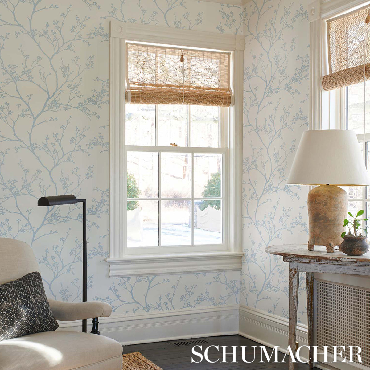 Twiggy Sky by Schumacher Delicate Branch Scenic Wallpaper – Schumacher 5003344