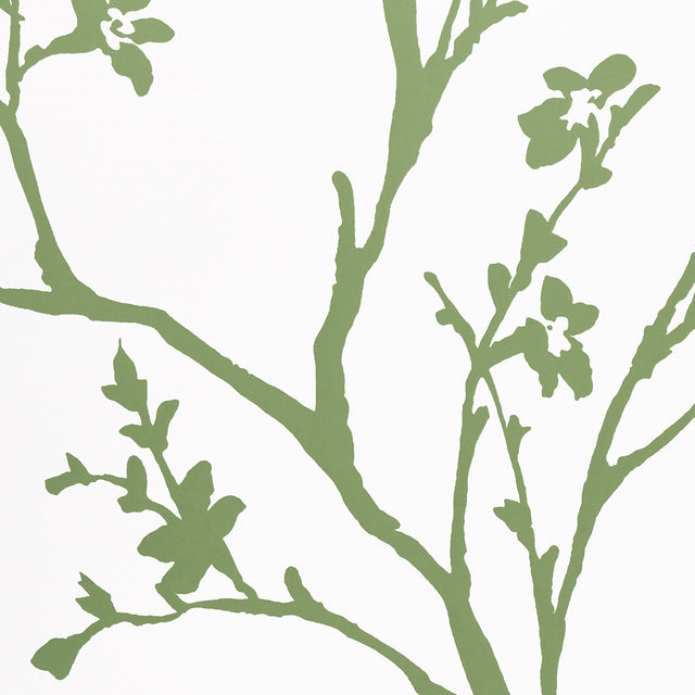 Twiggy Green by Schumacher Moon River Collection Hand Screen Printed Wallpaper – Schumacher 5003345