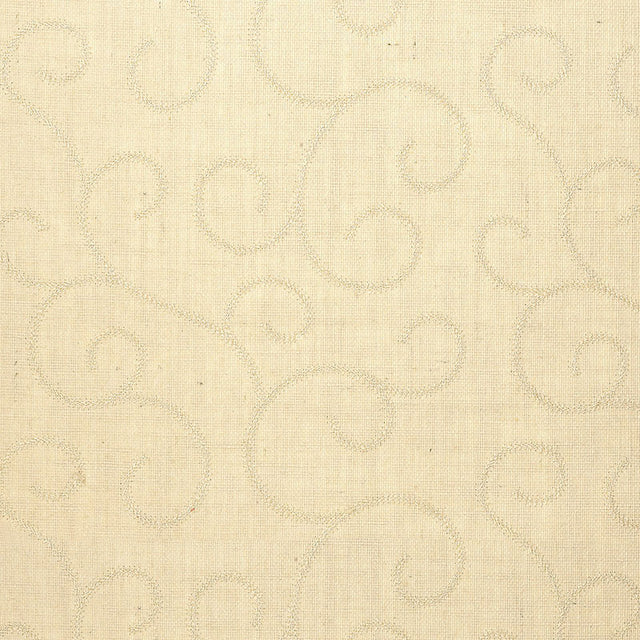 Oatmeal scroll pattern handcrafted wallpaper from Schumacher Atelier collection