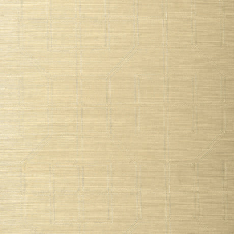 Linyi Embroidered Fret Sisal wallcovering in cream with a subtle embroidered geometric fret pattern and sisal texture.