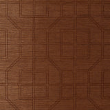 Linyi Embroidered Fret Sisal in Chestnut, handcrafted wallcovering with geometric fretwork pattern and sisal texture.