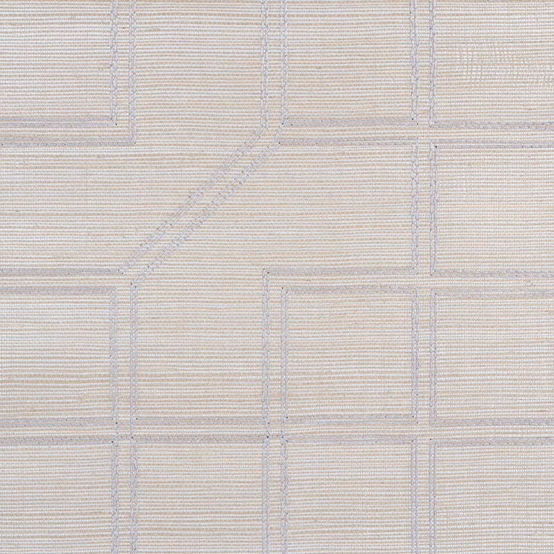 Linyi Embroidered Fret Sisal Natural Shimmer by Schumacher Handcrafted Textured Wallcovering – Schumacher 5003555