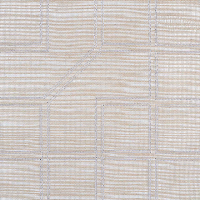 Linyi Embroidered Fret Sisal Natural Shimmer by Schumacher Handcrafted Textured Wallcovering – Schumacher 5003555