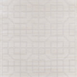 Linyi Embroidered Fret Sisal wallpaper in Natural Shimmer, featuring a grid of squares and octagons stitched on a sisal ground.
