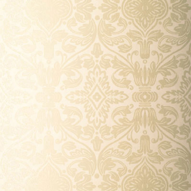 Varenna Damask wallpaper in Sand by Schumacher, featuring a classic damask pattern in neutral tones.