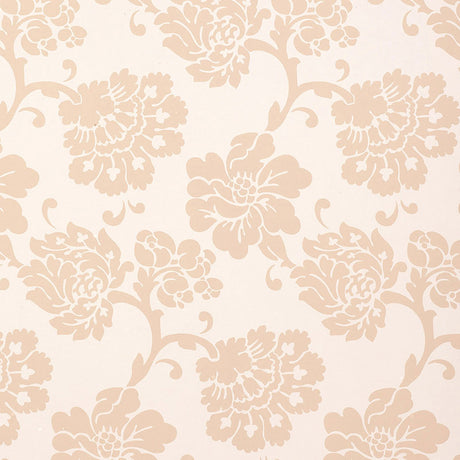 Albero Floreale Damask wallpaper in Petal by Schumacher, featuring a large-scale floral damask pattern in soft blush tones.