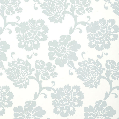 Albero Floreale Damask Aqua floral damask wallpaper by Schumacher